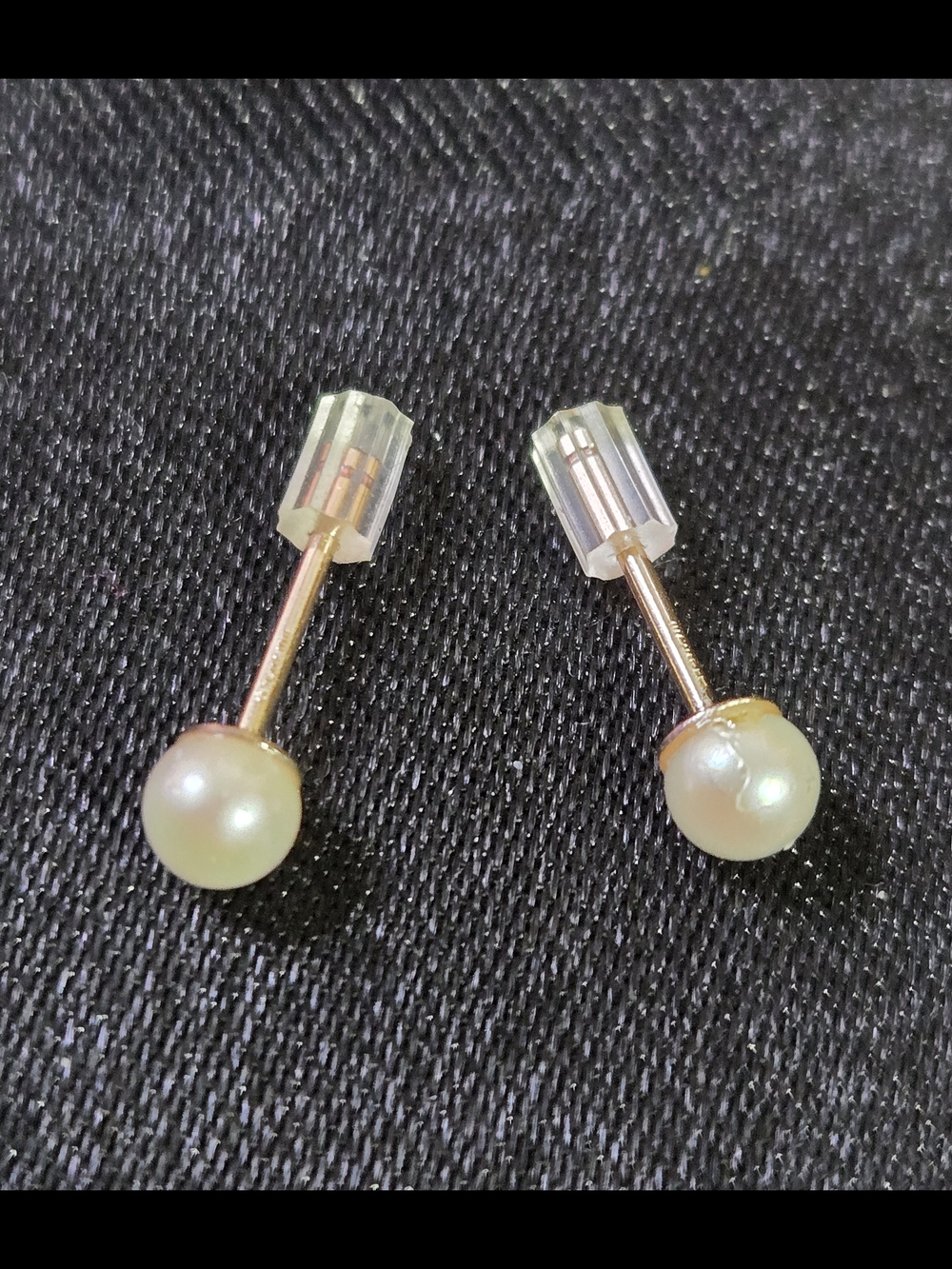 Gold Pearl Stud Earrings ✨️4mm AAA  Akoya Pearls✨️Stamped 14K Gold 1/20 - Picture 5 of 6